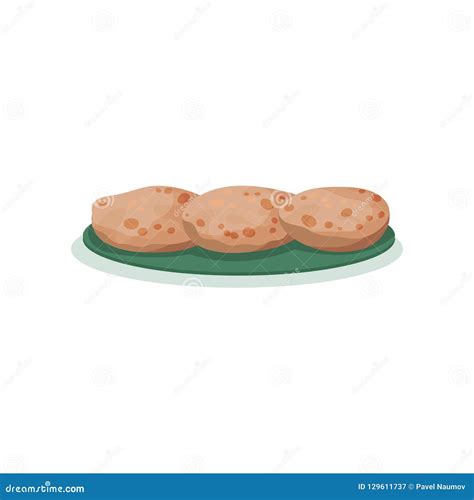 Roti, Traditional Indian Cuisine Food Vector Illustration on a White ...