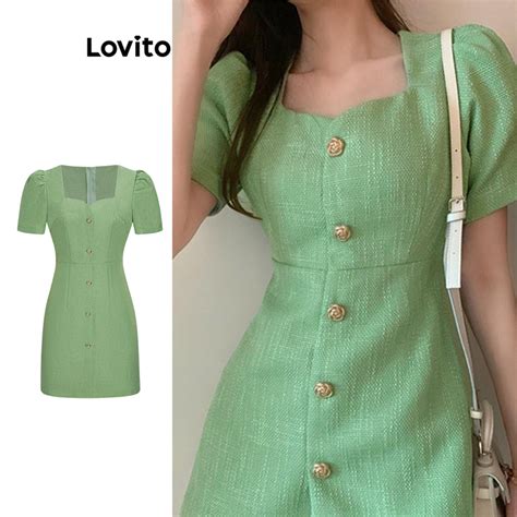 Lovito Linha De Estrutura De Pérolas De Vieira Lisa Casual Vestido De