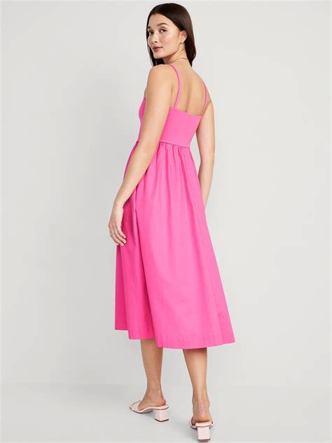 Fit Flare Combination Midi Dress Old Navy