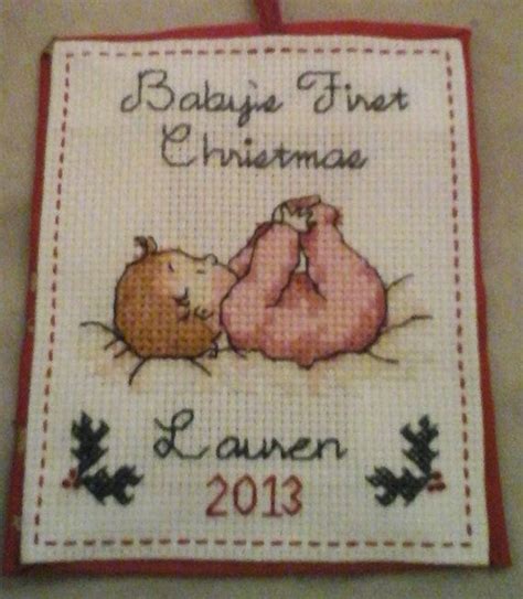 This Is The Pattern Of The Finished Cross Stitch Babys First Christmas