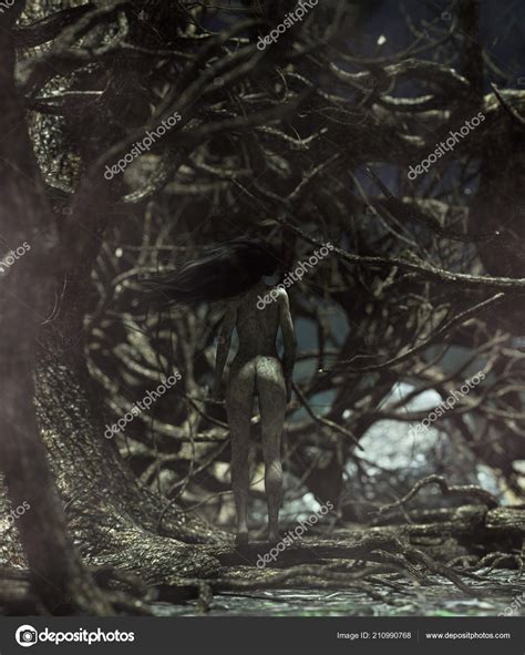 Naked Monster Creature Woman Creepy Forest Illustration Book Illustration Book Stock Photo By