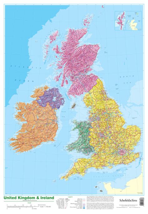 Map of UK and Ireland: Posters Schofield and Sims.