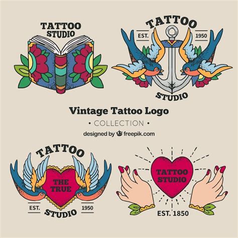 Premium Vector | Tattoo studio logo collection