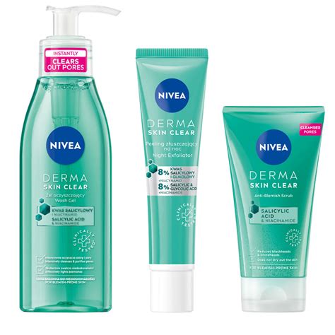 Nivea Derma Skin Clear Zestaw Kosmetyk W Do Piel Gnacji Twarzy Szt