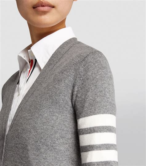 Womens Thom Browne Grey Cashmere 4 Bar Cardigan Harrods UK