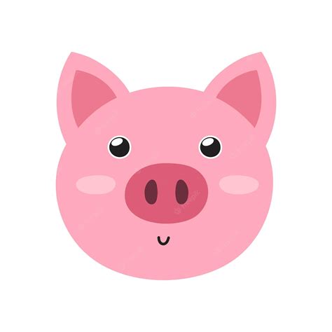 Premium Vector Cute Pig Face In Cartoon Style Farm Character Head