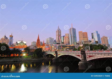 Night Cityscape Melbourne Australia Stock Image - Image of street ...