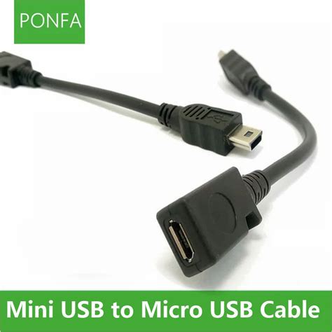 Mini Usb Male To Micro Usb 5pin Female Data Charging Adaptor Convertor Cable 10 Data Cables