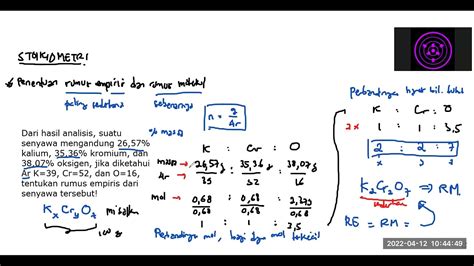 Stoikiometri Penentuan Rumus Empiris Dan Molekul Serta Persen Massa