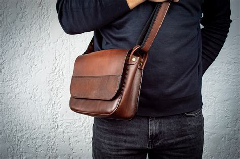 Personalized Mens Bag Brown Mens Leather Bag Mens Leather Shoulder