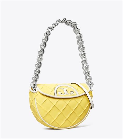 Mini Fleming Soft Patent Border Crescent Bag Womens Designer Shoulder Bags Tory Burch