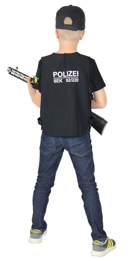 Polizei Weste und Polizei Mütze für Kinder SEK Uniform SWAT Kostüm Set