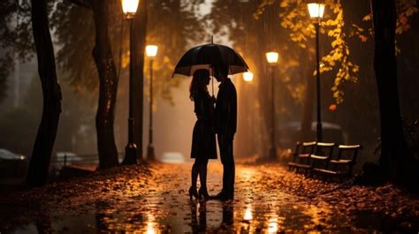 Premium Photo | Couple under one umbrella in the rain