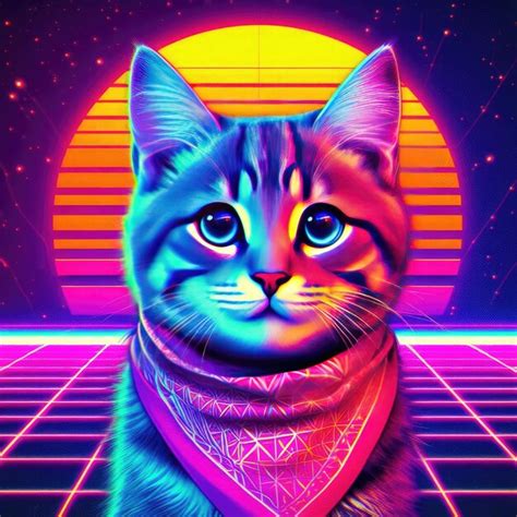 Premium Photo Cat Portrait Cyberpunk Style