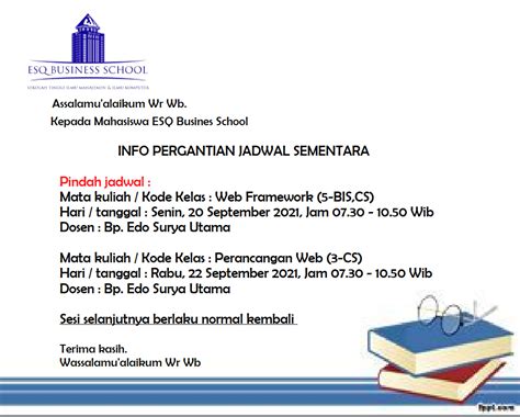 LMS EBS INFO Pergantian Jadwal Sementara Web Framework