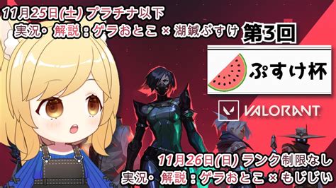 【ヴァロラント大会】第3回ぷすけ杯 For Valorant！プラチナ以下 実況：ゲラおとこ 湖鍼ぷすけ 新人vtuber