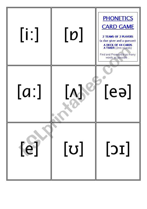 Phonetics Card Game Esl Worksheet By Colmc