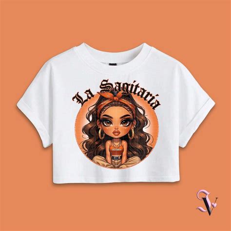 La Sagitaria Chicana Chola Zodiac Chibi Style Latina Shirt PNG For DTF Iron On Print