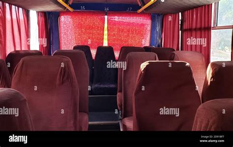 Interior of an old bus for transporting passengers Stock Photo - Alamy