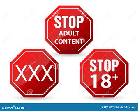 Stop Sign With Adult Content Warnings Stock Vector Illustration Of