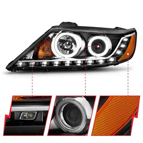 Anzo USA 111248 Projector Headlight Set W Halo Fits 11 13 Sorento