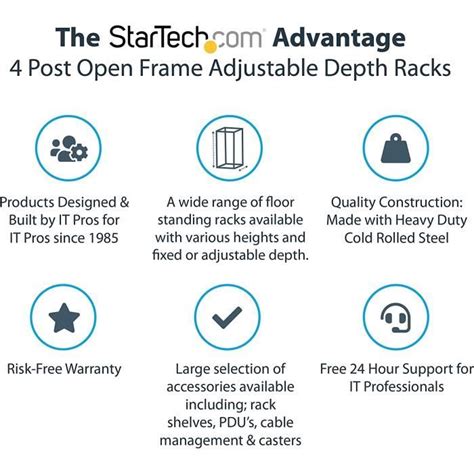 StarTech Rack Serveur A Cadre Ouvert 4 Montants 15U 19 Armoire