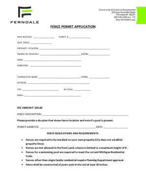 Fillable Online Fence Permit Application Ferndale Fax Email Print