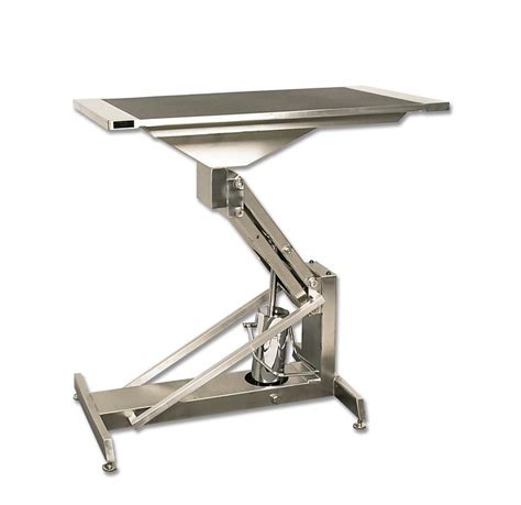 a metal table that is on top of a white surface with one leg up and the ...