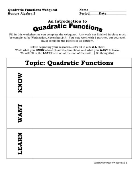 Graphing Quadratic Exploration Worksheet - Quadraticworksheet.com