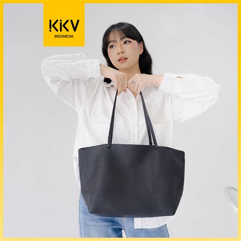 Jual Kkv Tas Tote Bag Wanita Dengan Pouch Brown Apricot Black