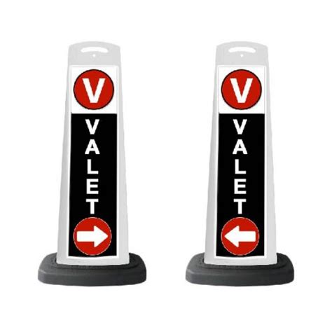 White Vertical Sign Panel W Valet White Arrow Sign V4 SD2K Valet