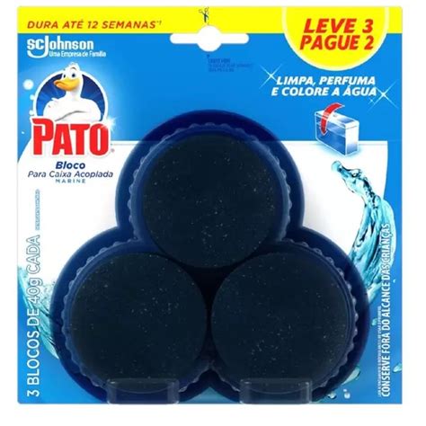 Detergente Sanitário Bloco Para Caixa Acoplada Pato 40g 3 Pedras