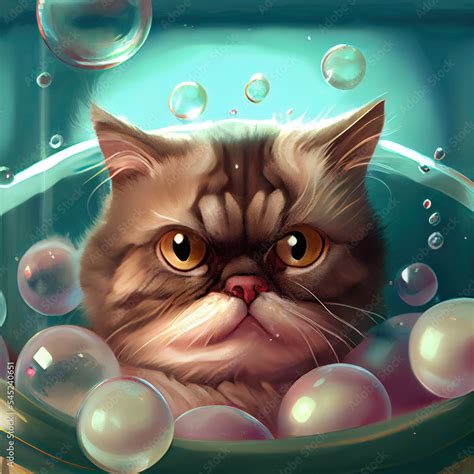 Animals in bubble bath Stock Illustration | Adobe Stock