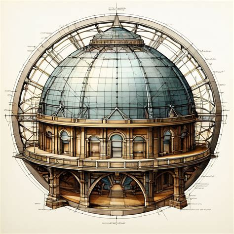 Draw an architectural dome of a non-standard shape with a cr... by ...