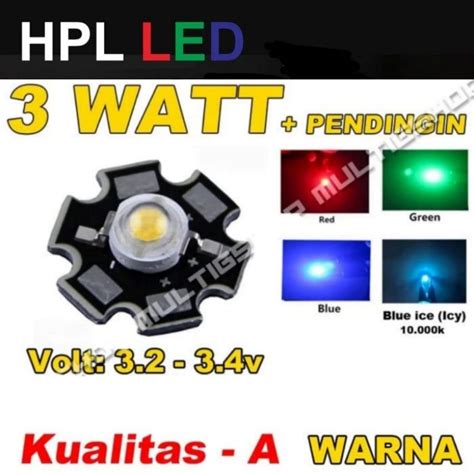 Jual HPL 3W High Power LED 3 Watt Warna Dengan PCB Heatsink Shopee