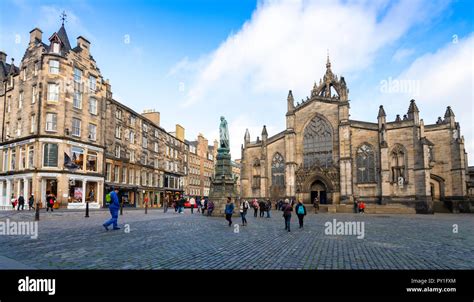 View Of Parliament Square And St Giles Cathedral On The Royal Mile In