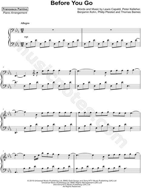 Francesco Parrino Before You Go Sheet Music Piano Solo In Eb Major Download And Print In