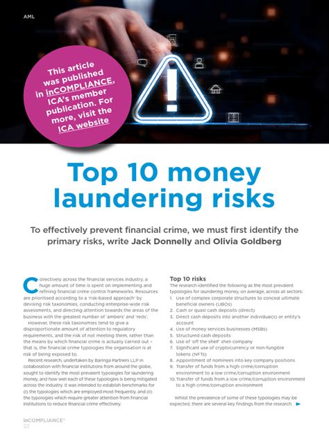 Top 10 Money Laundering Risks Pdf Money Laundering Cryptocurrency