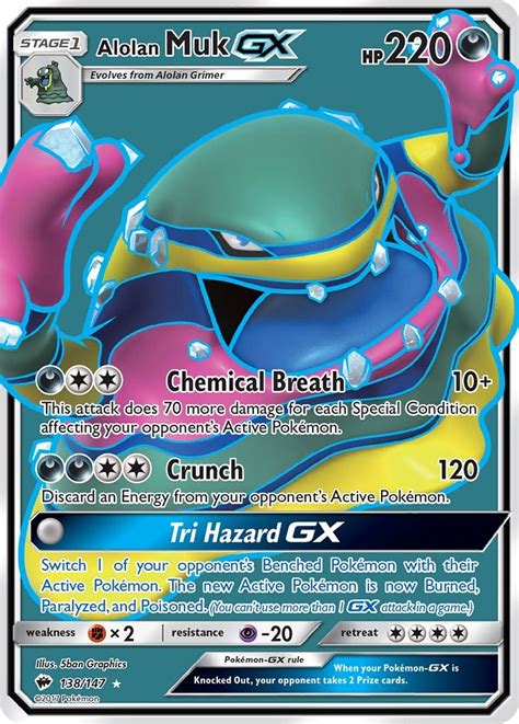 Alolan Muk Gx Full Art Sm Burning Shadows Pokemon