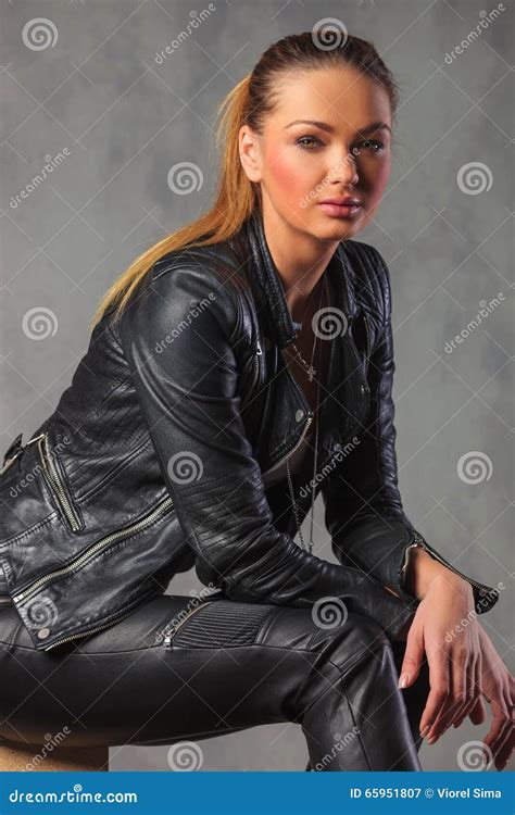 Blonde Rocker Girl Sitting Down Royalty Free Stock Photography CartoonDealer 67482803