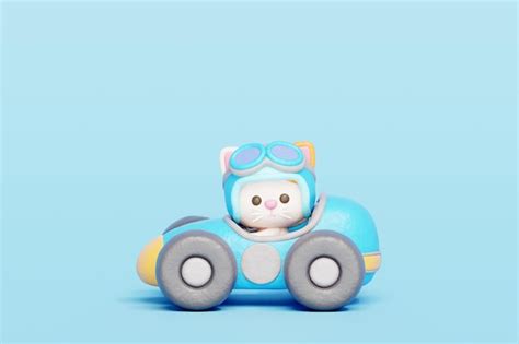 Premium Photo 3d Cute Cat Driving Racing Car Cartoon Animal Character