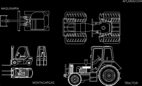 Tractor Agricola Y Montacargas En Dwg Librer A Cad