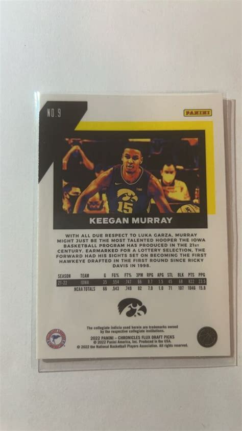 Panini Chronicles Draft Picks Keegan Murray Flux Rookie Iowa