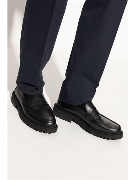 Common Projects Round Toe Leather Loafers Black Farfetch