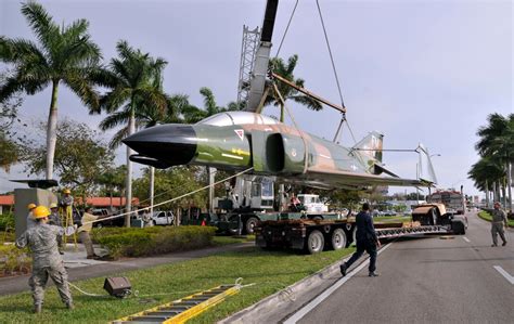 Base delivers static display jet back to its pedestal in city of Homestead