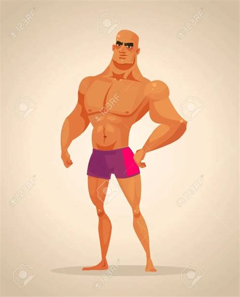 Strong Man Bodybuilder Character Vector Cartoon Illustration