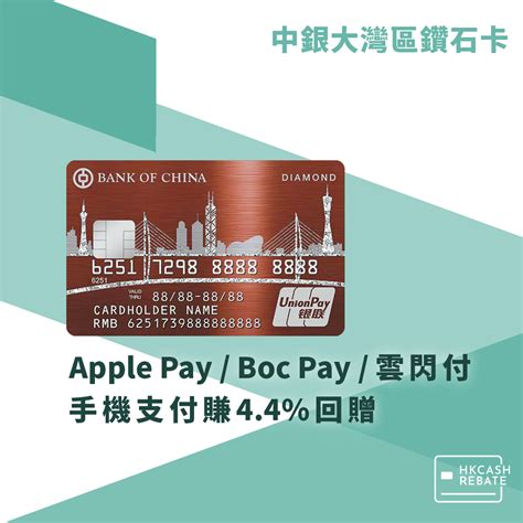 中銀大灣區鑽石信用卡攻略 Apple Payboc Pay雲閃付44回贈！ Hkcashrebate 現金回贈信用卡攻略