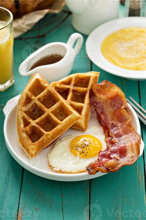 Southern cuisine breakfast with waffles 15705192 Stock Photo at Vecteezy