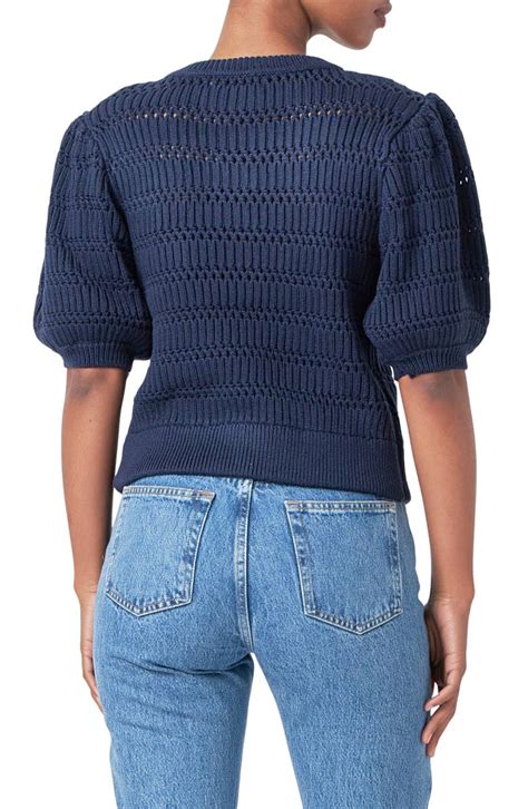 English Factory Puff Sleeve Knit Top Nordstrom