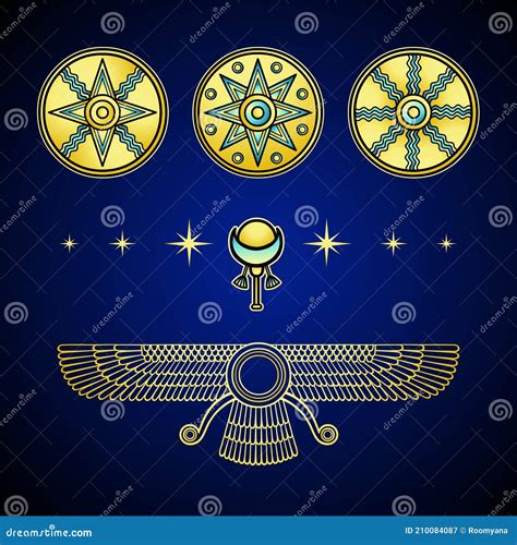 Cartoon Drawing Ancient Sumerian Symbols Marduk Shamash Ishtar | The ...